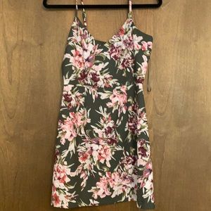 Olive green and floral mini dress size XS, US 4
